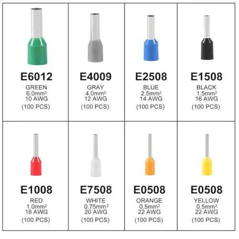 800 Piece Assorted Wire Ferrules And Terminals Kit AWG 22 To 10 Insulated Copper Crimp Connectors For Electrical Use