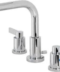 Polished Chrome Lavatory Faucet With Solid Brass Build And Sleek Modern Style, 8 to 16 Inch Widespread Deck Mount, 3-Hole Installation