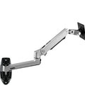 Badass Aluminum Monitor Wall Mount With Mechanical Spring Arm For 17 To 27 Inch Screens shown in profile view with sleek silver and black design.