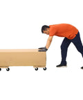 Beefy Heavy Duty Wood Furniture Mover Dolly With Wheels And Non Slip Pads 500 LB Capacity Portable Platform For Couch Piano Refrigerator Appliances And Other Heavy Items, side view with box