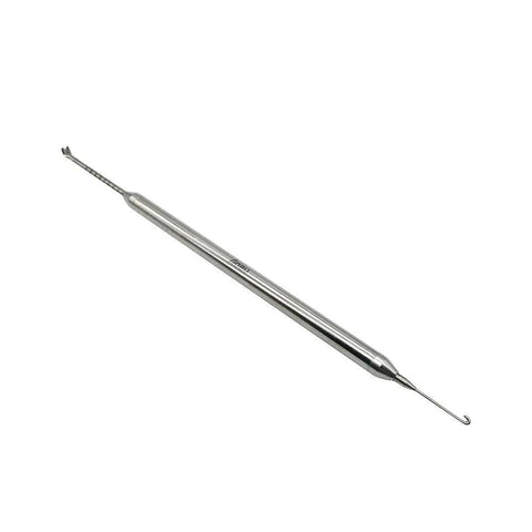 Orthodontic Force Gauge And Dontrix Dynamometer Stainless Steel Autoclavable Dental Tool With Black Engraved Marking Measures Up To 400g, angled view