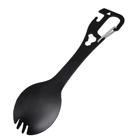 5 In 1 Stainless Steel Spork Fork Spoon Combo With Can Bottle Opener For Outdoor Picnics Hiking Travel Camping Utensils Durable Gear