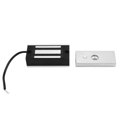 Heavy Duty 4 Pack Electric Magnetic Lock With Rock Solid 130 Lb Grip For Door Access And Entry Systems Featuring Dc 12v Power showing a black and silver magnetic lock components.