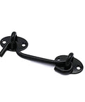 Beefy Metal Door Hook And Eye Latch For Porch Gate And Pantry Cabinet With Rustproof Mounting Screws, 6 inch heavy black metal design.
