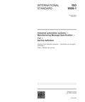 ISO 9506 Industrial Automation Standard document cover outlining service definitions for manufacturing messages.