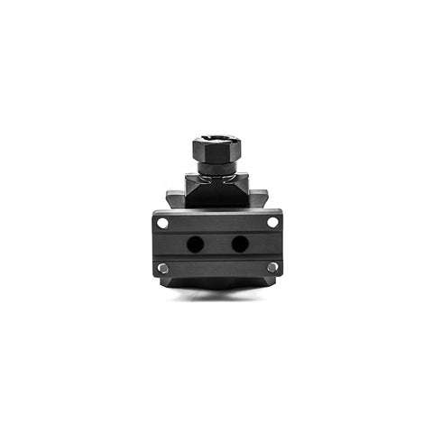 Front view of SPR Precision MRO 1/3 Co Witness Black Optics Mount for AR Platforms, durable aluminum construction, quick install rail system.