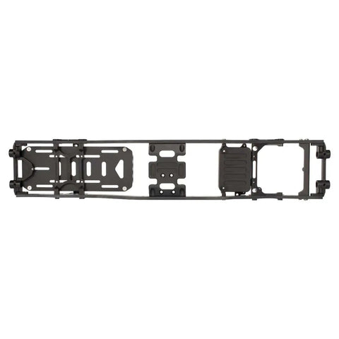 Top view of Carbon Fiber Crawler Chassis Frame Kit With 4.3mm CNC Metal Build For Axial SCX10 II, black, durable, lightweight frame.