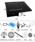 Game Changing All In One Gemstone Jade Cutter Carver And Polisher Bench Grinder, 300x250mm table with various tools and accessories.