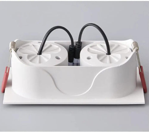 Sleek Five Pack Led Downlight Double Head Recessed Lighting Kit Featuring Deep Cup Wafer Design, interior wiring detail.