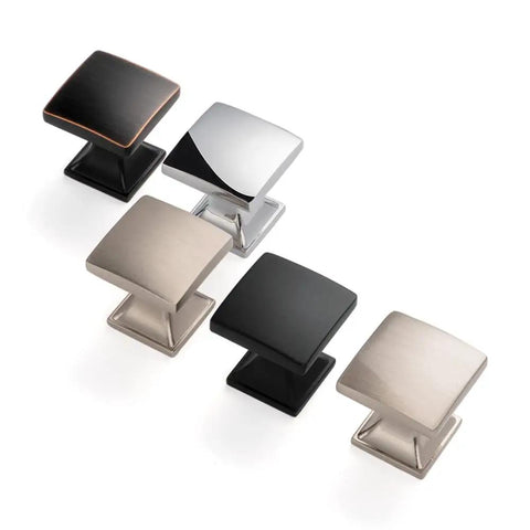 Polished Chrome Curved Square Top Cabinet Knobs 25mm 10 Pack Durable Metal Pull Handles for Kitchen Cabinets Bedroom Dressers Bathroom Wardrobe Hardware, various finishes