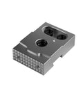 Built Tough Pneumatic Bench Vise With Boss Grade Precision Side Clamp For Multistation Cnc Machining Center Ace Workshop Essential. Metal workpiece with threaded holes.