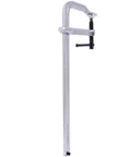 Solid 16 Inch Heavy Duty F Clamp Made From Drop Forged Steel Boasts A Massive Throat And 1400 Lbs Force side view of tool