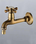 CUTPOIY Vintage Brass Wall Mounted Kitchen Sink Mixer Tap Single Cold Faucet for Laundry Outdoor Garden Balcony Washing Machine Mop Pool Durable and Stylish, Washing Machine L, detailed view of sleek faucet design.