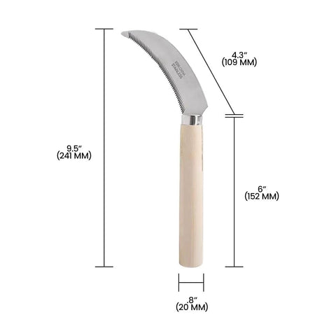Stainless Steel Sickle With Wood Handle 4.3 Inch Blade For Berry Fruit Veggie And Flower Harvesting Curved Hook Blade