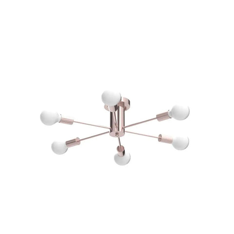 Six Light Nickel Sputnik Ceiling Chandelier With Mid Century Style, Modern Semi Flush Mount Hanging Light Fixture For Dining Room Kitchen Hallway Bedroom And Foyer, Easy Install And Durable Home Lighting