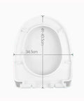 Top Shelf D Shaped Soft Close Toilet Seat With Secure Quick Release And 360 Swivel Adjustable Hinges For No Fuss Bathroom Cleaning And Slick Polypropylene Build dimensions and shape view.