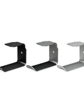 Under Desk Headphone Stand Mount With Self Adhesive Tape L Shape Headset Holder Bracket in black and silver finishes