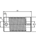 Beefy Flexible Shaft Coupler With Coiled Steel Springs 2 Pack Rock Solid Vibration Control And Seamless Misalignment Fix Smooth Power Transfer 8 Mm Bore Holes Garage Ready technical drawing displaying dimensions and design.