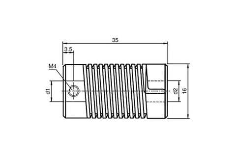 Beefy Flexible Shaft Coupler With Coiled Steel Springs 2 Pack Rock Solid Vibration Control And Seamless Misalignment Fix Smooth Power Transfer 8 Mm Bore Holes Garage Ready technical drawing displaying dimensions and design.