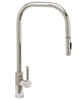 Top Tier Industrial Kitchen Faucet With Pull Down Sprayer, Extended Reach Toggle Handle In Slick Matte Antique Pewter Finish.