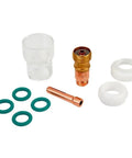 Upgrade Your Weld Game With This Stubby Gas Lens Kit #12 Cup, showing clear glass cup and copper parts for WP-17, WP-18, WP-26 torches.