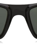 Front view of Unisex Rectangular Sunglasses With 100 Percent UV Protection Black Frame And Green Lenses 58 Millimeter For Everyday Wear And All Day Sun Shield