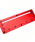 Red aluminum table saw throat plate flip adjustable insert for most circular saws with precise fit and easy installation.