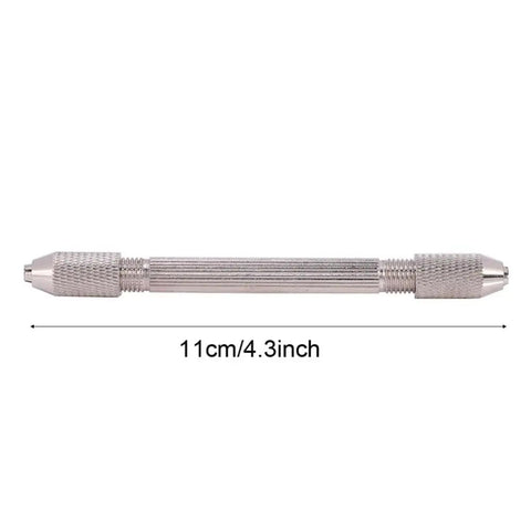 Four Point Three Inch Metal Hand Drill With Double End Pin Vise Chuck For Jewelry And Watch Repair Pro Grade High Accuracy Precision Tool Twist Drill Bit Holder Durable Metal Construction For Tiny Parts And Delicate Beadwork, 11cm