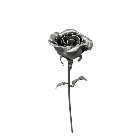 DIY Metal Rose Welding Kit For Beginners And Pros Precision Cut Steel Flower Project front view of realistic steel rose