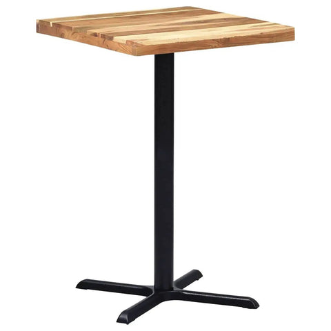 Industrial Bistro Table Legs Cast Iron Base For Rock Solid Stability And Ultra Durable Performance with wood top for dining.