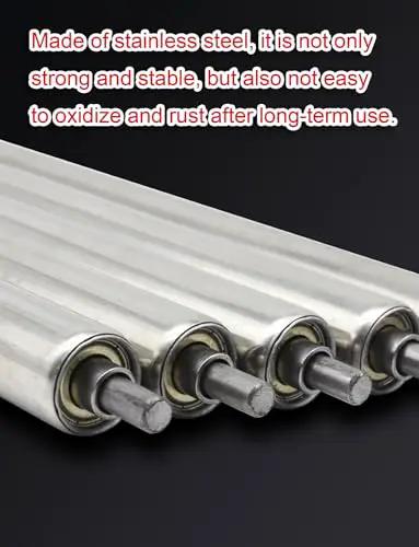Badass Stainless Steel Conveyor Roller, Heavy Duty Non Powered Idler For Assembly Lines, 25 Mm Diameter, close-up view of roller ends.