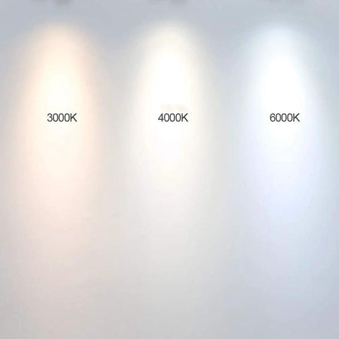 Color temperatures of LED lights shown on a wall, labeled 3000K, 4000K, and 6000K for DJVHSRI Recessed Lighting Housing Trim Kits Led Dual-Use Ceiling Downlight Interior Home Background Wall Porch Lighting Aluminum Spot Lamp Restaurant Cafe Decor Ceiling,White Lig,White Light_10w.
