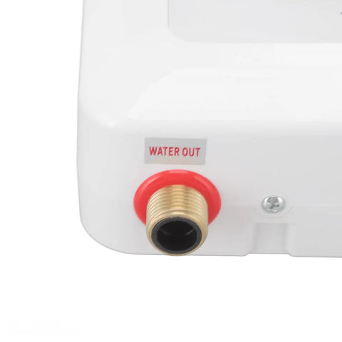 Water outlet connection on the Zero Chill Instant Heat Mini Tankless Water Heater with a durable brass fitting.