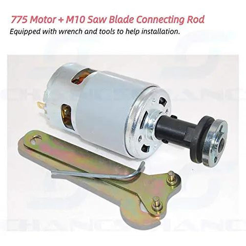High Torque DC Gear Motor 12V 24V with M10 saw blade connecting rod, wrench included, for DIY mini saw projects, beefy heavy duty build