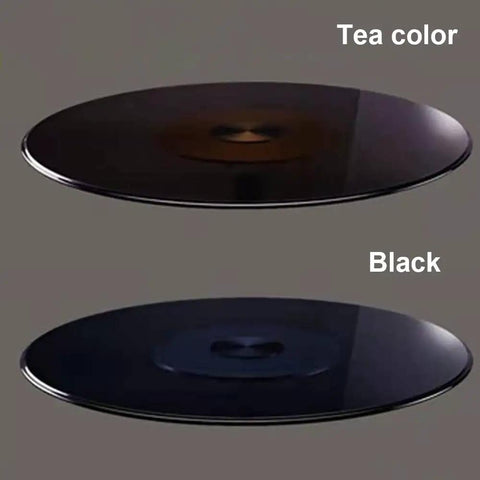 Tempered Glass Round Dining Table Lazy Susan Turntable Serving Tray 100 cm Diameter Black Ideal For Easy Food Sharing