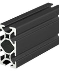 1x2 Beefy T Slotted Aluminum Extrusion For DIY Projects, 10 Series, Smooth Black Anodized Finish, 48 Inch Length, High Strength 6063 T6 Aluminum Linear Rail Bar, angled view