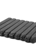 36-piece 4mm Steel Die Metal Stamping Kit Punch Tool With Blank Trailer VIN Plates, showing letter and number stamps for aluminum plates.