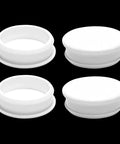 4 Pack Silicone Plugs For 2 Inch Round Holes, 50.6 Mm Fitment, Snap In Locking Design, White Rubber Stoppers Front View