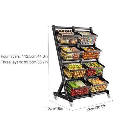 Rock Solid Heavy Duty Metal Storage Shelves With Adjustable Utility Rack For Garage And Home Organization Hella Sturdy Industrial Shelf showing three-layer basket design.