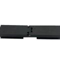 Black rectangular cabinet hinges with soft close for glass doors, slick 180 degree stainless steel shower enclosure clips.