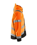 Side view of Hi Viz Windproof Lightweight Durable Safety Jacket with Reflective Strips Class 3, orange and black, orange and black workwear