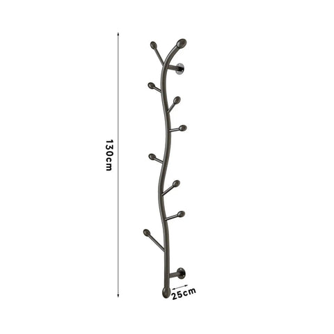 Decorative Wall Mounted Coat Rack Creative Vertical Storage System 130cm tall with tree-shaped hooks for efficient entryway organization.