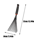 13 Inch Stainless Steel Handheld Shrub Rake With Nine Claws For Soil Loosening and Yard Work, Lightweight Short Handle