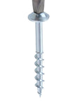 Close-up of a screw from Woodworking Self Tapping Screws Set Of One Hundred Pieces One And A Half Inch Length Carbon Steel With Coarse Threads