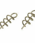 Spring Lock Crank Hook Pins For Soft Baits, 304 Stainless Steel Centering Twist Locks, 1.5 cm, shown in close-up view.