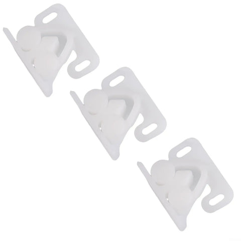 Spring Loaded Roller Catch Cabinet Latches White ABS Plastic Ball Door Catch for Cupboard Wardrobe Pack of 3 image