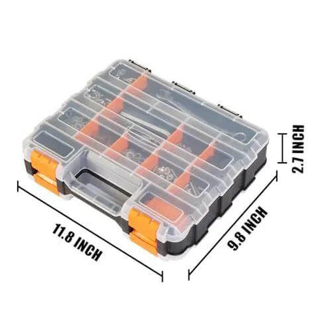 Grab And Go Double Sided Tool And Hardware Storage Box With Removable Dividers Portable Small Parts Organizer Black And Orange
