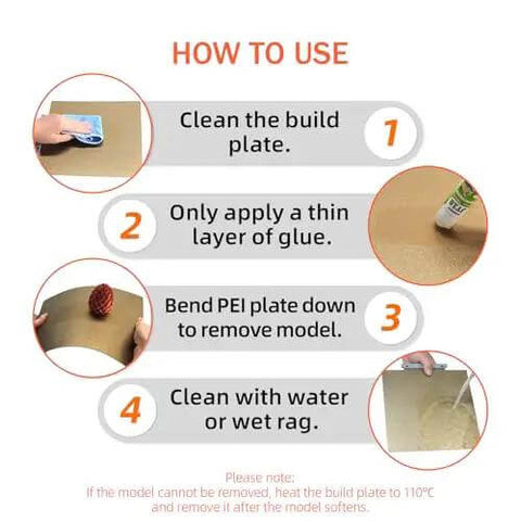 Step-by-step guide for using Six Pack 3D Printer Glue Sticks 1.27oz Each For Ultra Strong Bed Adhesion on PEI plate