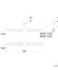 Super Sleek Linear Led Pendant Light Featuring Contemporary Ceiling Fixtures With Tight Profiles And Warm Aged Brass Finishes That Truly Hits Different On Kitchen Islands Or Main Dining Tables, dimensions illustration.