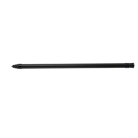 Badass Carbon Fiber Selfie Stick Extends One Hundred Eighteen Inches Ultra Light Extension Pole smooth finish, showing its length and mount.